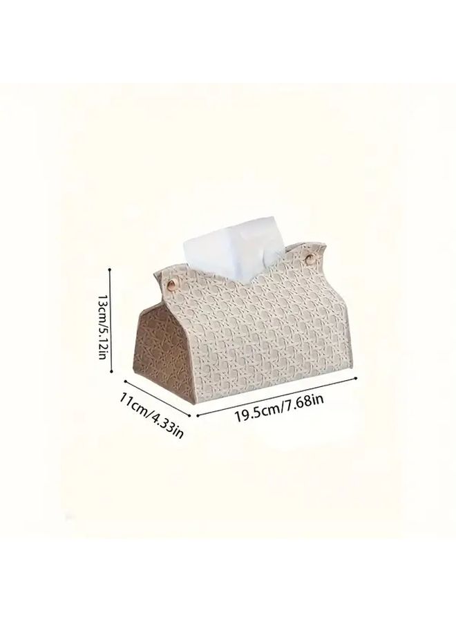 Black Woven Fabric Tissue Box Cover Minimalist Home Office Decor - Image 3