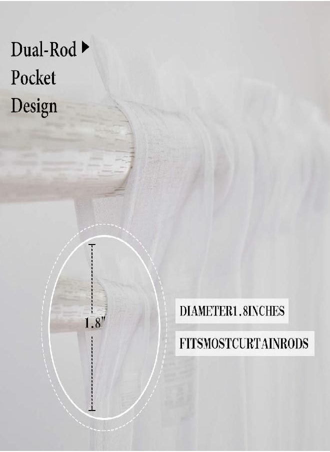 Deconovo - Deconovo White Sheer Curtains 63 Inch Length-Back Tab and Rod Pocket Voile Draperies, Semi-Transparent Sheers for Living Room, 2 Panels, 52W x 63L Inch - Image 1