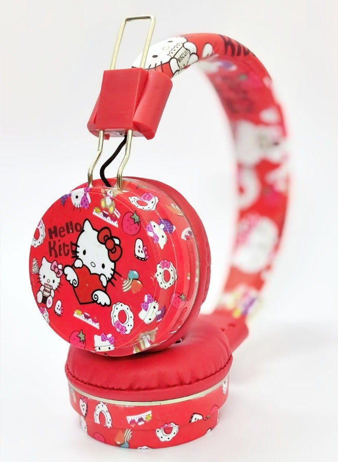 Upgraded red Hello Kitty pattern Bluetooth wireless headset for children, noise-cancelling wireless headset for children, suitable for TF card, mobile phone, tablet computer  - Image 2