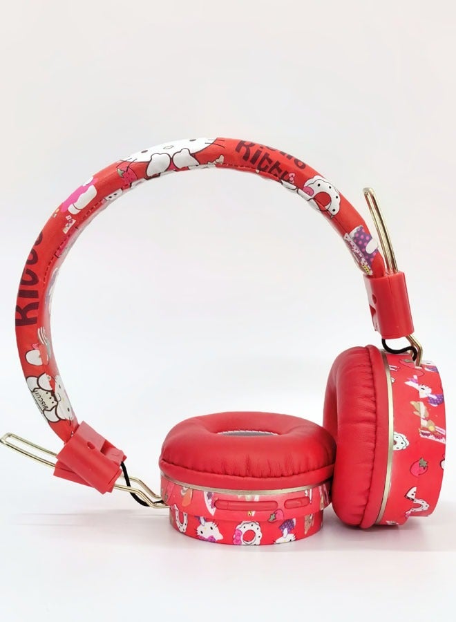 Upgraded red Hello Kitty pattern Bluetooth wireless headset for children, noise-cancelling wireless headset for children, suitable for TF card, mobile phone, tablet computer  - Image 4