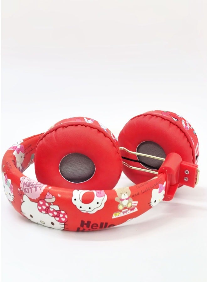 Upgraded red Hello Kitty pattern Bluetooth wireless headset for children, noise-cancelling wireless headset for children, suitable for TF card, mobile phone, tablet computer  - Image 5