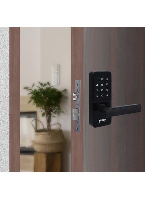 Godrej Smart Lock Catus Touch Digital Lock for Internal Wooden Doors 2in1 Access PIN Code Mechanical Key Sleek Black Finish Enhanced Security Features 3 Year Warranty