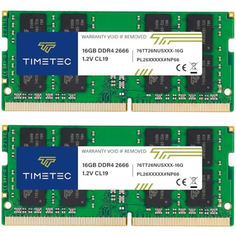 مجموعة Premium 32GB 2x16GB DDR4 2666MHz (PC4-2666V) PC4-21300 SODIMM ذاكرة الوصول العشوائي للكمبيوتر المحمول 260-Pin 1.2V CL19 وحدة ذاكرة غير مخزنة غير ECC لأجهزة الكمبيوتر المحمول، والكمبيوتر المحمول، وأجهزة الكمبيوتر الصغيرة، الكل في واحد - Image 1