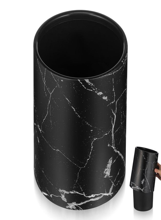 HOLIDYOYO Double Layer Marble Pattern Trash Can Round Garbage Bin - Image 1