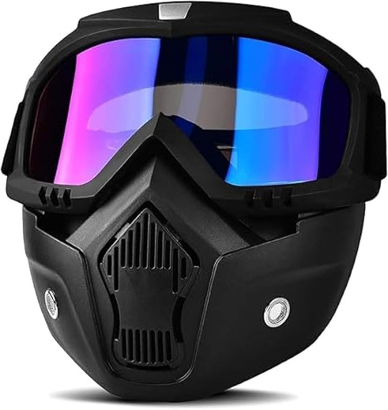 Sounce Anti Scratch Goggle Bike Mask, UV Protective Open Face & Eyewear Windproof Dirt Shield Adjustable Strap Soft Foam Padded Detachable for Cycling Bike Off Road Racing Riding Unisex - Rainbow - Image 1