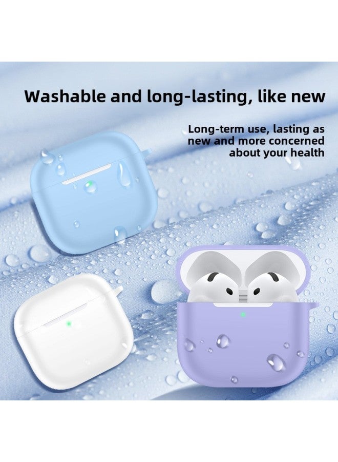 Suitable For 2024 AirPods 4Th Generation Protective Cover Apple 4Th Generation Silicone Headphone Cover Bluetooth Headset Soft Shell-Color:Red [with Buttons] Single Pearlescent Bag Packaging-Model:2024 Airpods 4th Generation