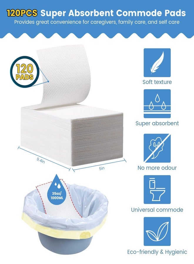 KONE 120 Count Super Absorbent Commode Pads, Disposable Toilet Pads for Adults Toilet Chair, Portable Potty, Commode Liners, Make Caregiving Easier - Image 2