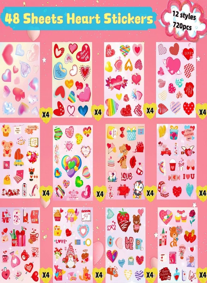 مجموعة ملصقات قلوب عيد الحب للأطفال من UDTAATO، 720 قطعة، 48 ورقة حب لأعمال عيد الحب اليدوية، هدايا حفلات الصف الدراسي، صندوق هدايا، ظرف، صندوق هدايا زفاف، ظرف، أكياس هدايا الزفاف - Image 5