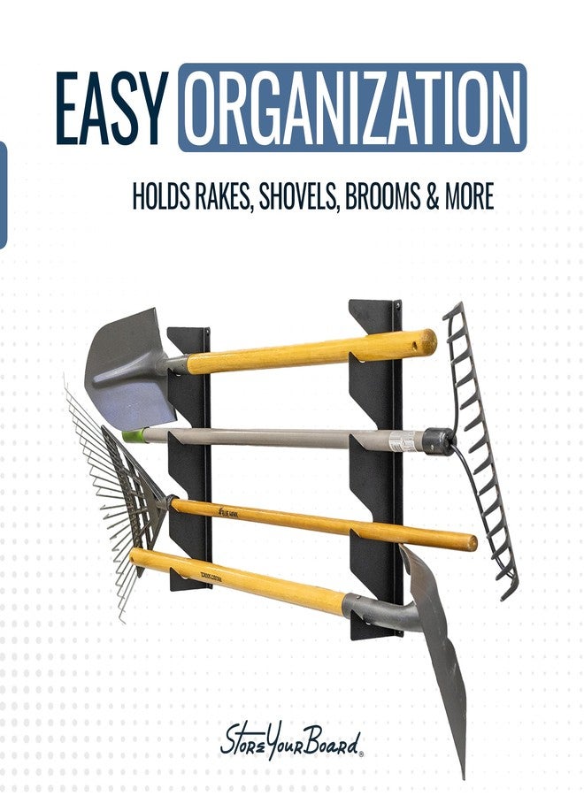 StoreYourBoard Shed Tool Organizer Wall Mount, Garage Organization, Garden Tool Organizer for Shovels and Rakes, Solid Steel Holds 100 lbs - Image 4