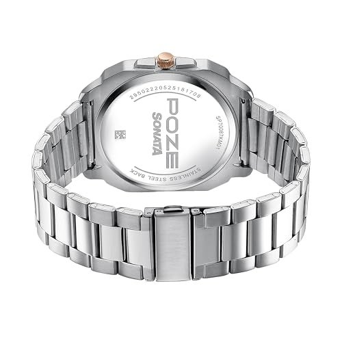 Sonata Poze 6 Chrome Calling Quartz Red Round Dial Men's Watch | Stainless Steel Strap Material | Watches for Men Analog - SP70087KM01 - Image 2