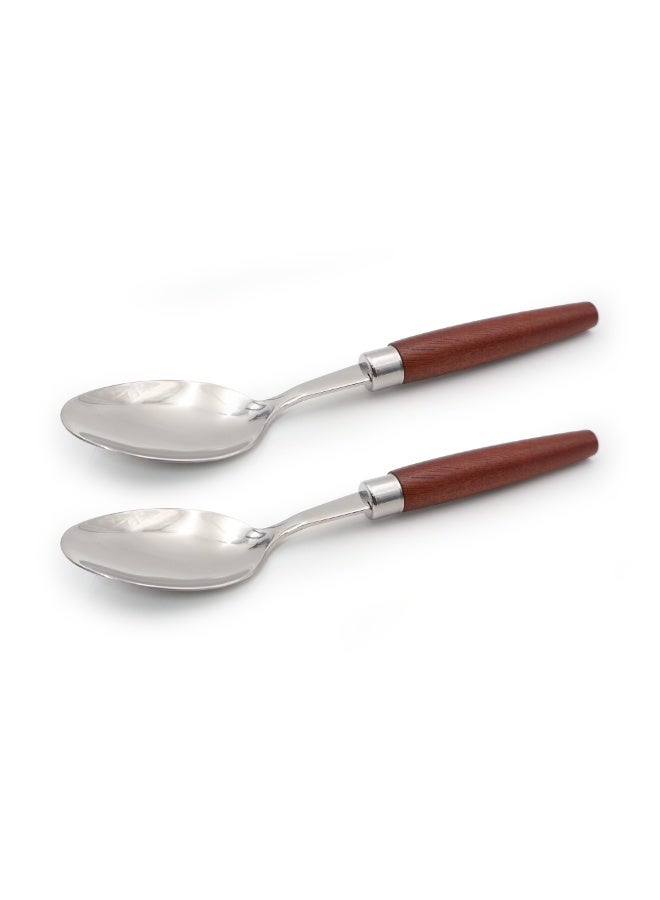 BERAM Woodland Steel Dining Spoon, Premium Quality with Wooden Handles, Mirror Finish, Table Spoon with Mirror Polishing, Kitchen Flatware - Image 1