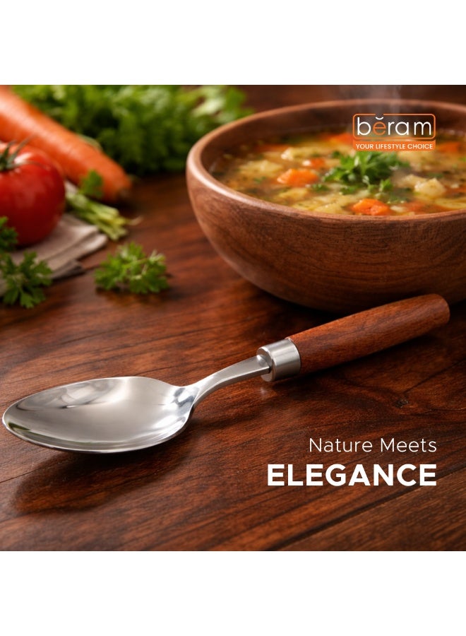 BERAM Woodland Steel Dining Spoon, Premium Quality with Wooden Handles, Mirror Finish, Table Spoon with Mirror Polishing, Kitchen Flatware - Image 2