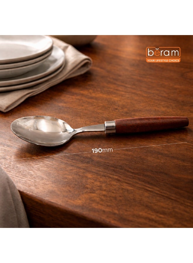 BERAM Woodland Steel Dining Spoon, Premium Quality with Wooden Handles, Mirror Finish, Table Spoon with Mirror Polishing, Kitchen Flatware - Image 5
