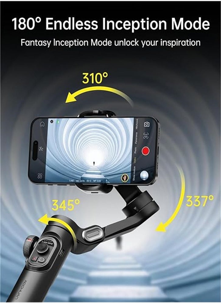 AOCHUAN - Phone Gimbal Stabilizer 3-Axis Smartphone Foldable Gimbal for iPhone Gimble with Focus Wheel TikTok YouTube Vlog Stabilizer for iPhone 15 14 13 12 Pro - Image 1