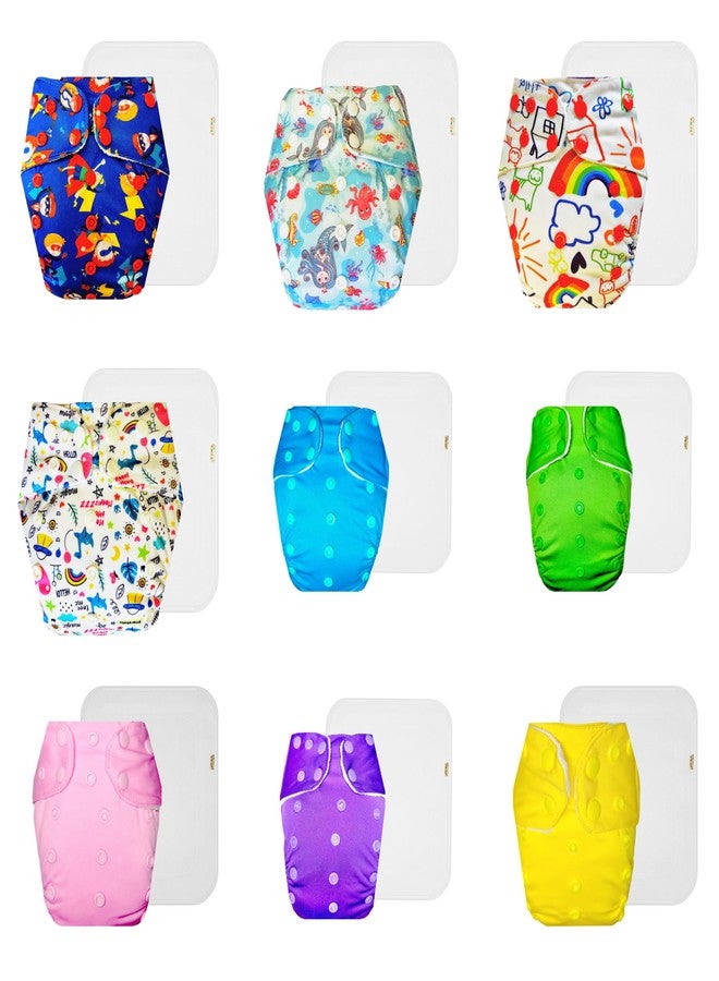 Dumbledo Premium Cloth Diaper with Cotton Insert (Pack of 9) | Hypoallergenic | Leakproof | Easy to Clean | Everyday Diapering Essential | 3 Months - 3 Years | Unisex Baby - Image 1