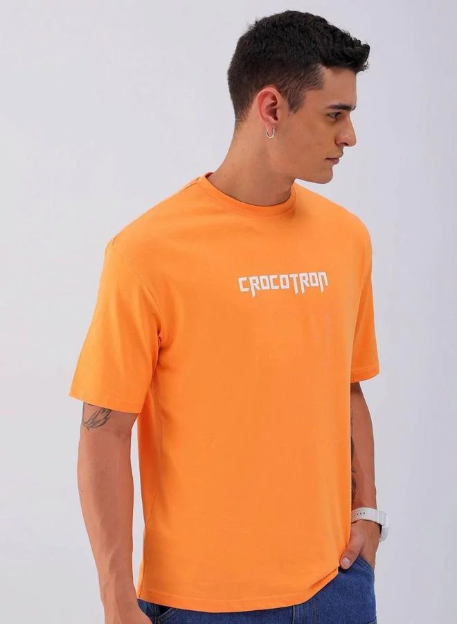 The Indian Garage Co The Indian Garage Co Men Orange Graphic Print Boxy Fit T-Shirt