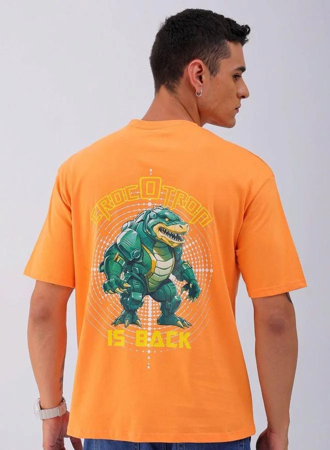 The Indian Garage Co The Indian Garage Co Men Orange Graphic Print Boxy Fit T-Shirt