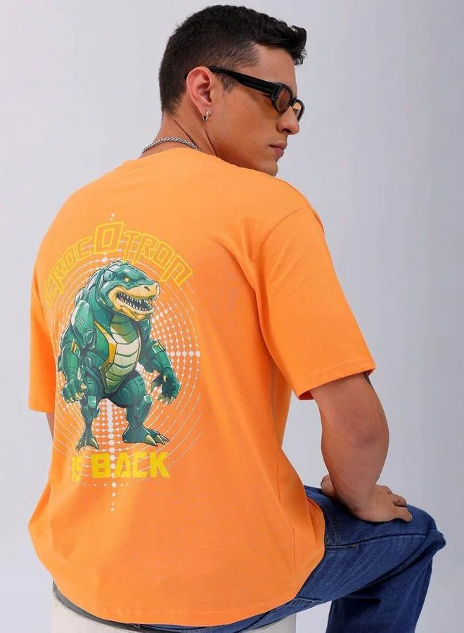 The Indian Garage Co The Indian Garage Co Men Orange Graphic Print Boxy Fit T-Shirt