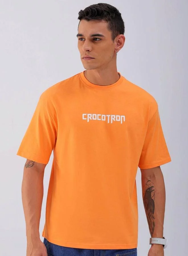 The Indian Garage Co The Indian Garage Co Men Orange Graphic Print Boxy Fit T-Shirt
