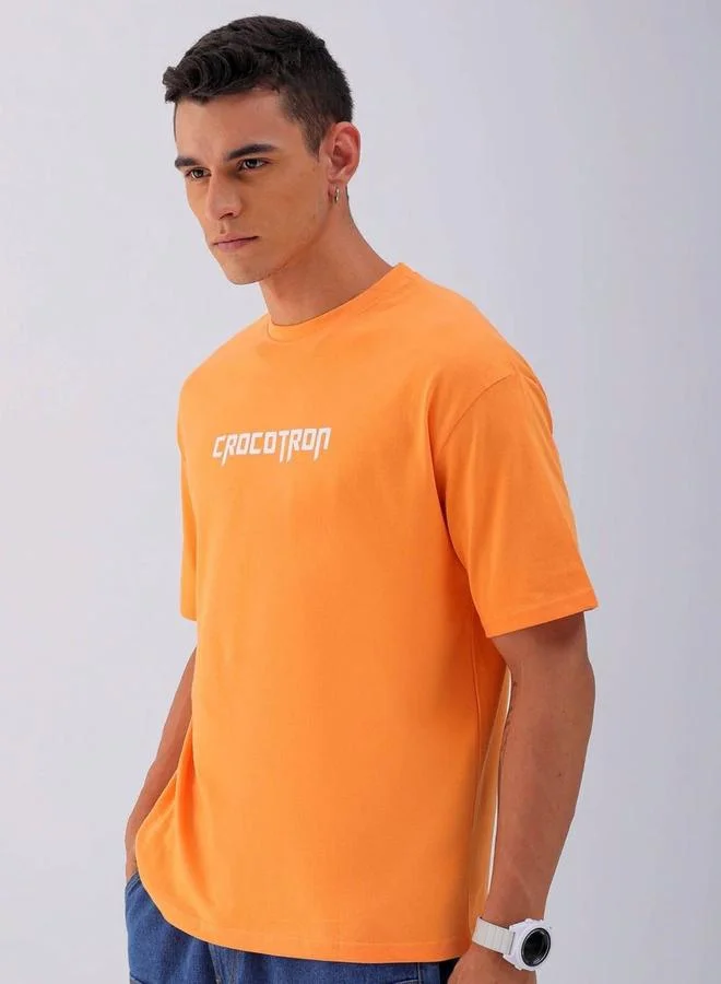 The Indian Garage Co The Indian Garage Co Men Orange Graphic Print Boxy Fit T-Shirt