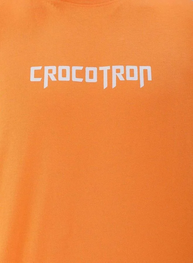 The Indian Garage Co The Indian Garage Co Men Orange Graphic Print Boxy Fit T-Shirt
