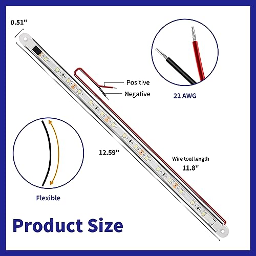 RVZONE LED Boat Interior Lights, Boat Led Strip Lights Marine Waterproof Marine Lighting Strip Night Fishing Lighting for Pontoon, Dinghy, Kayak, Yacht,4 Pcs, White - Image 2