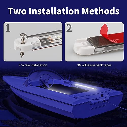 RVZONE LED Boat Interior Lights, Boat Led Strip Lights Marine Waterproof Marine Lighting Strip Night Fishing Lighting for Pontoon, Dinghy, Kayak, Yacht,4 Pcs, White - Image 3
