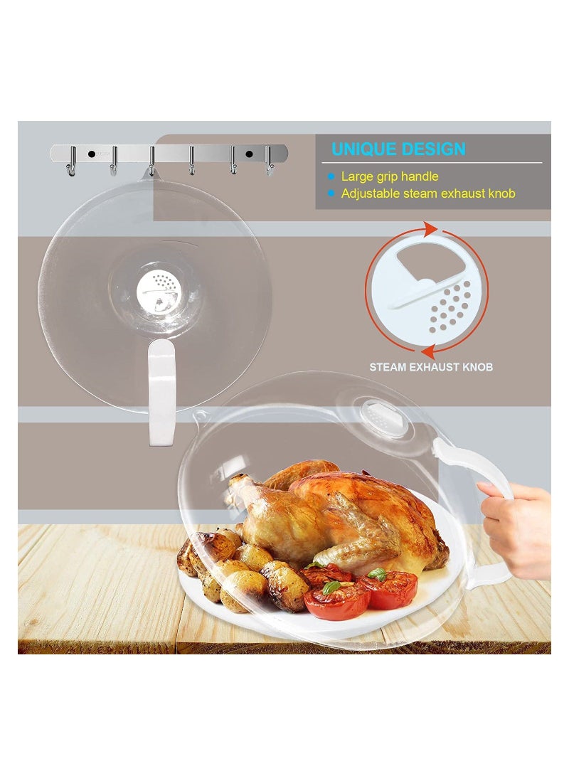 Microwave Splatter Cover, Cover for Food Microwave Plate Cover Guard Lid with Handle, Hanging Hole and Adjustable Steam Vents Microwave Oven Cleaner, 10.5 Inch Transparent & BPA Free - Image 3