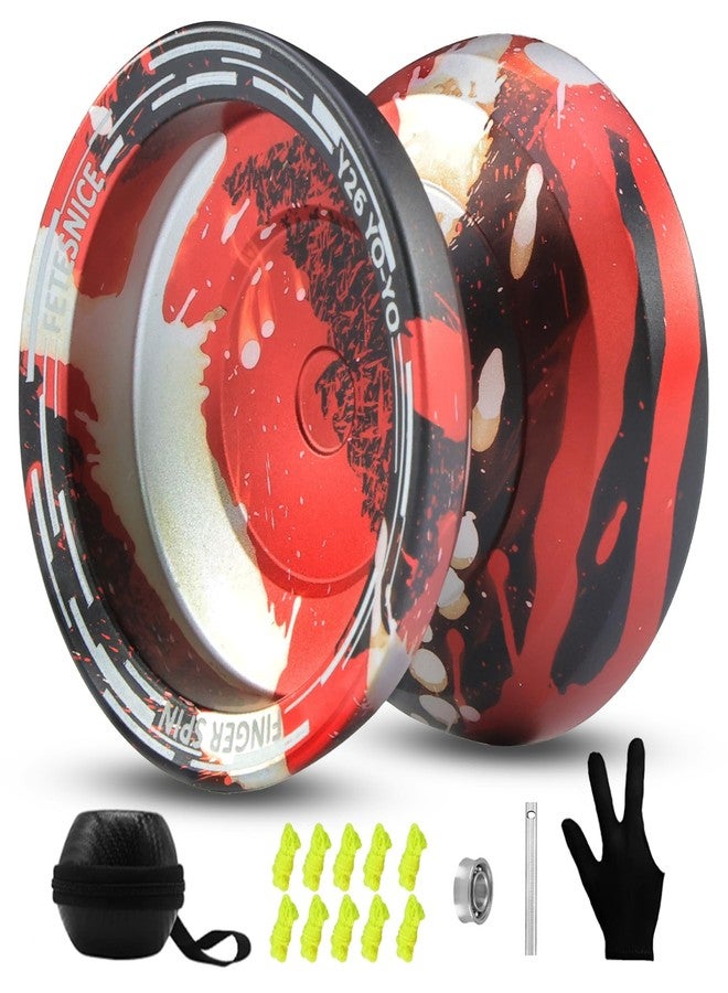 FETESNICE Y26 Professional Butterfly Yo-Yo - Dual Mode Responsive/Unresponsive Finger Spin Yoyo for Kids, Adults & Competition Players | Pro Yo-Yo with 10 Strings + Case & Gloves（Blue Red Sliver） - Image 1