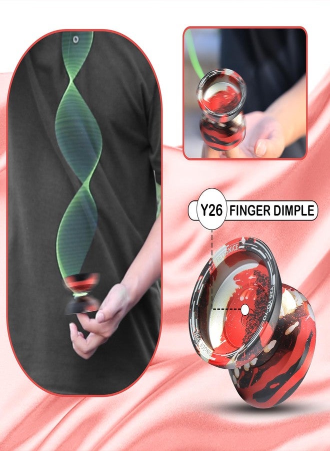 FETESNICE Y26 Professional Butterfly Yo-Yo - Dual Mode Responsive/Unresponsive Finger Spin Yoyo for Kids, Adults & Competition Players | Pro Yo-Yo with 10 Strings + Case & Gloves（Blue Red Sliver） - Image 2