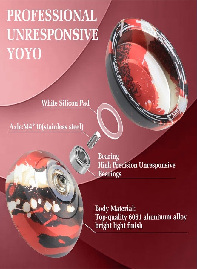 FETESNICE Y26 Professional Butterfly Yo-Yo - Dual Mode Responsive/Unresponsive Finger Spin Yoyo for Kids, Adults & Competition Players | Pro Yo-Yo with 10 Strings + Case & Gloves（Blue Red Sliver） - Image 5