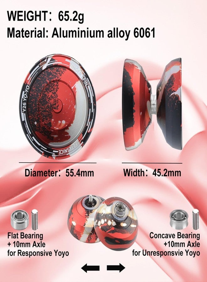 FETESNICE Y26 Professional Butterfly Yo-Yo - Dual Mode Responsive/Unresponsive Finger Spin Yoyo for Kids, Adults & Competition Players | Pro Yo-Yo with 10 Strings + Case & Gloves（Blue Red Sliver） - Image 4