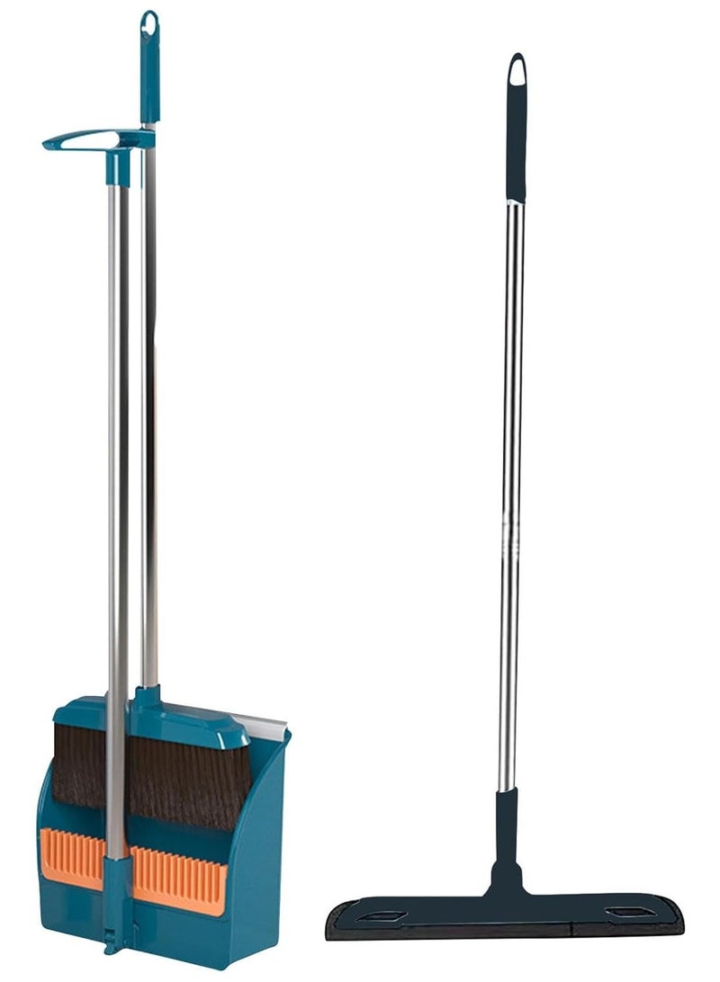 ARNOTEC Household broom sweeper set wiper set with vertical trash can convenient high-performance bristles suitable for office and home  - Image 1
