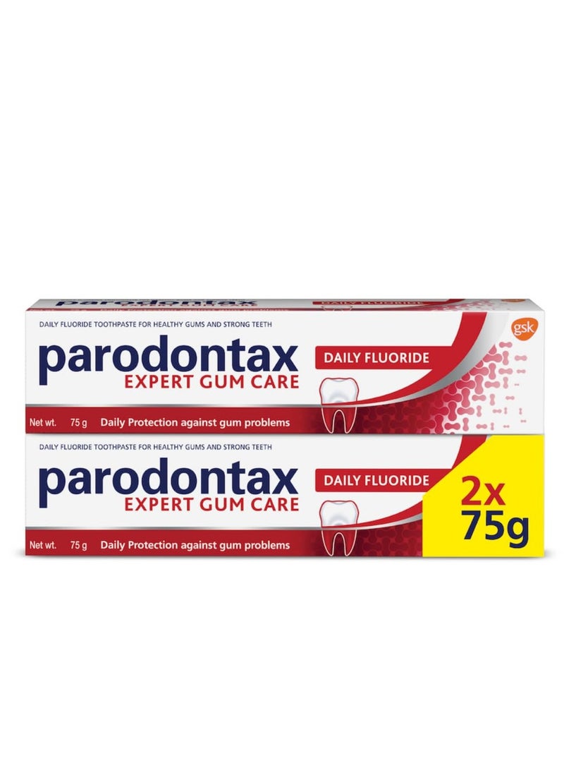 Parodontax Daily Fluoride Toothpaste For Daily Protection Against Gum Problems, Multi Pack, 75 g*2 - Image 1