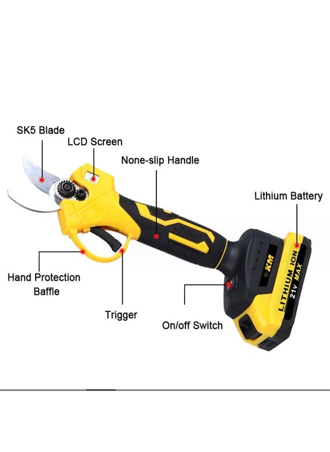 KM - Brushless Electric Pruning Shears for DeWalt 20V Battery, Portable Cordless Pruning Shears with LCD Display＆SK5 Blades,  Gardening Tree Pruning(two batteries) - Image 1
