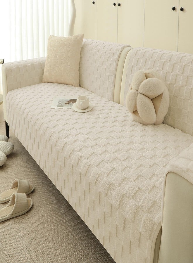 Foxdecor غطاء ذراع كرسي استرخاء من فوكس ديكور، غطاء ذراع كرسي مانع للانزلاق، واقي ذراع أريكة، طقم تزيين من قطعتين، لون أبيض كريمي 20 × 20 بوصة - Image 2