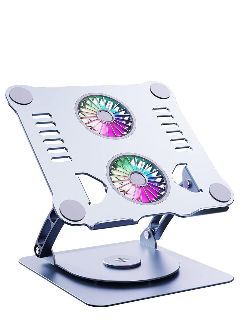 Premium Series 360 Degree Rotating Metal RGB Space Laptop Stand Dual Fan Aluminum Notebook Holder 11-17 Inch  - Image 1