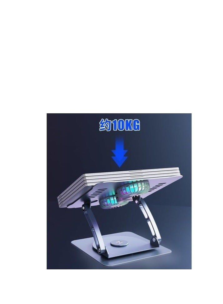 Premium Series 360 Degree Rotating Metal RGB Space Laptop Stand Dual Fan Aluminum Notebook Holder 11-17 Inch  - Image 2