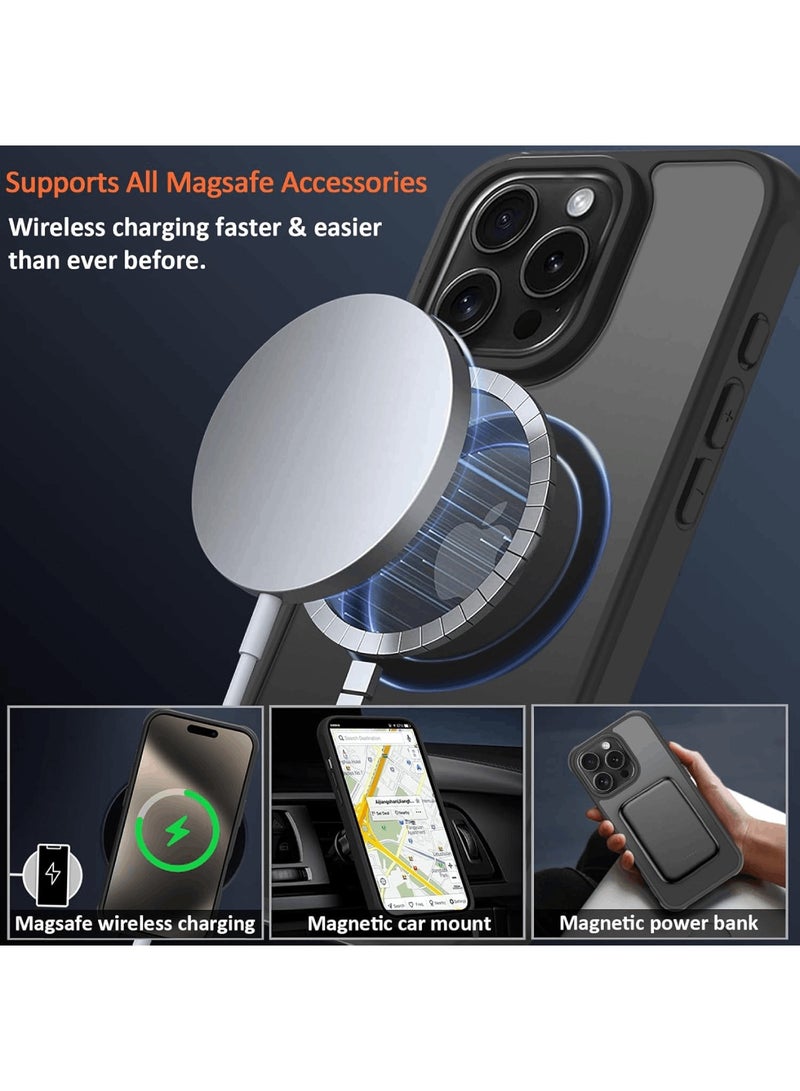 Aookay for iPhone 16 Pro Case: [Compatible with MagSafe] [Anti-Fingerprint] [Mil-Grade Drop Protection] [Anti-Scratch] Translucent Matte Slim Thin Shockproof Protective Cover for iPhone 16 Pro 6.3"（Black） - Image 3