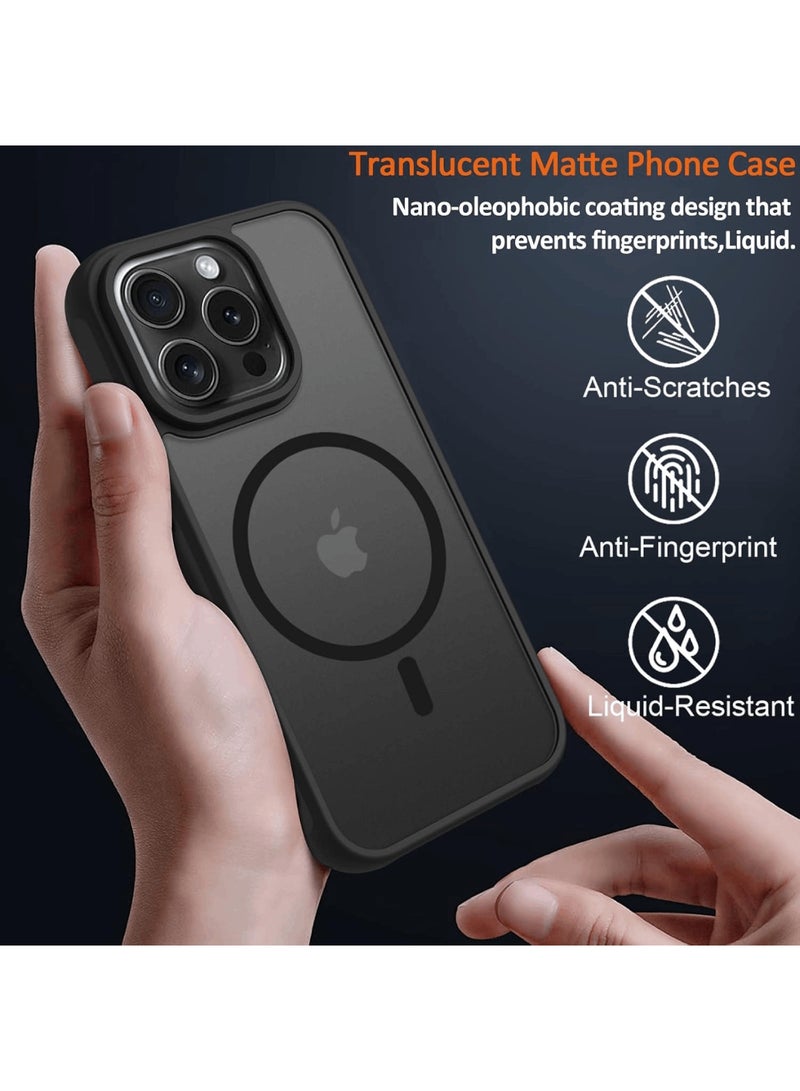 Aookay for iPhone 16 Pro Case: [Compatible with MagSafe] [Anti-Fingerprint] [Mil-Grade Drop Protection] [Anti-Scratch] Translucent Matte Slim Thin Shockproof Protective Cover for iPhone 16 Pro 6.3"（Black） - Image 2