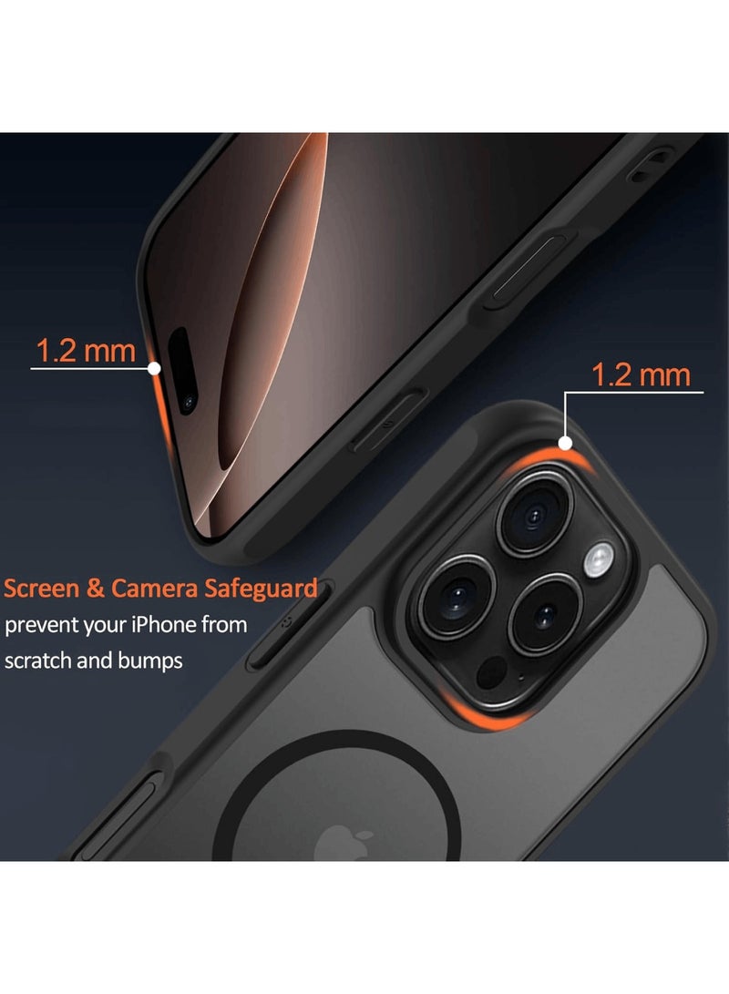 Aookay for iPhone 16 Pro Case: [Compatible with MagSafe] [Anti-Fingerprint] [Mil-Grade Drop Protection] [Anti-Scratch] Translucent Matte Slim Thin Shockproof Protective Cover for iPhone 16 Pro 6.3"（Black） - Image 4
