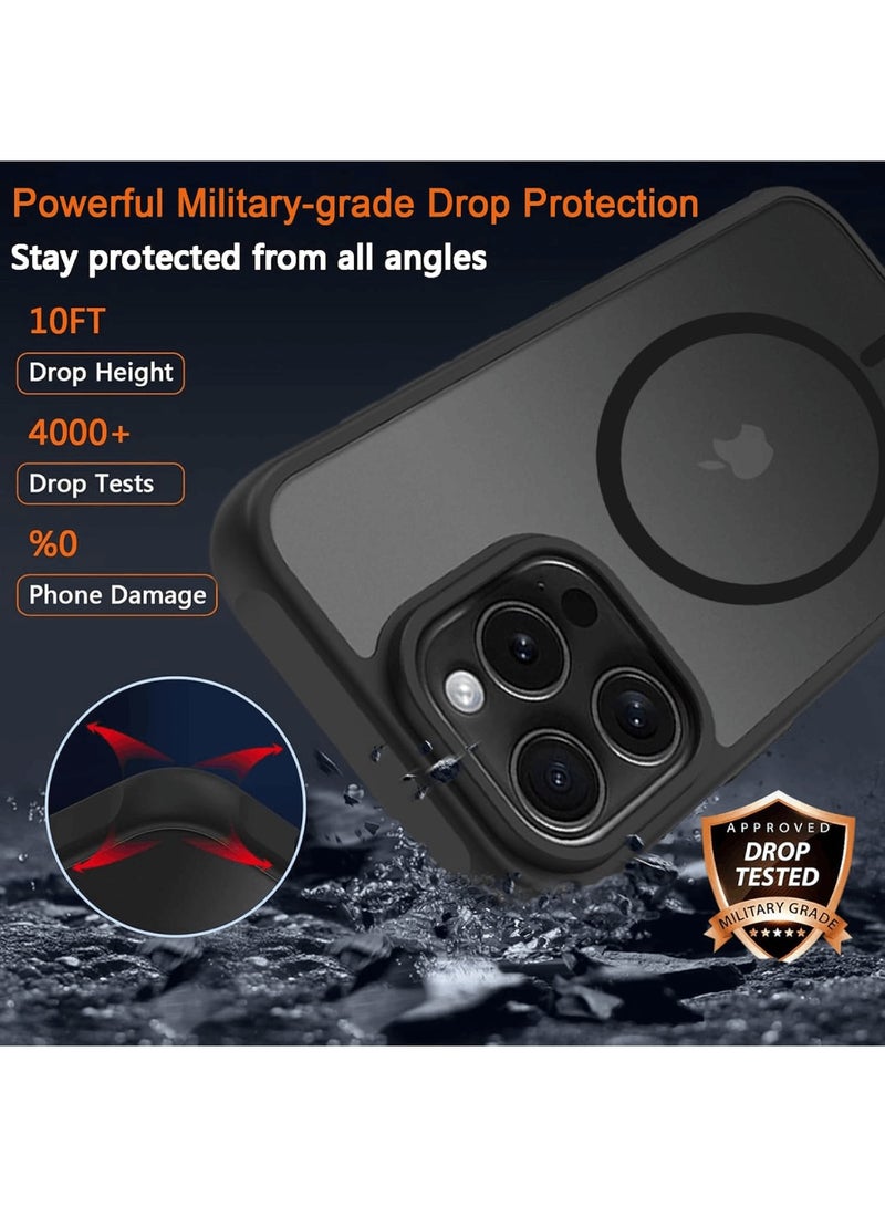 Aookay for iPhone 16 Pro Case: [Compatible with MagSafe] [Anti-Fingerprint] [Mil-Grade Drop Protection] [Anti-Scratch] Translucent Matte Slim Thin Shockproof Protective Cover for iPhone 16 Pro 6.3"（Black） - Image 5