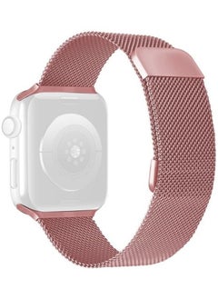 NIBEMINENT Double Section Milanese Magnetic Elasticity Replacement Watchband For Apple Watch Series 7 45Mm / 6 & Se 5 4 44Mm 3 2 1 42Mm Rose Pink  - Image 1
