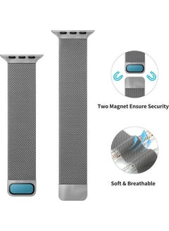 NIBEMINENT Double Section Milanese Magnetic Elasticity Replacement Watchband For Apple Watch Series 7 45Mm / 6 & Se 5 4 44Mm 3 2 1 42Mm Rose Pink  - Image 3