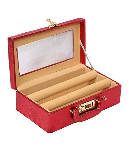 Kuber Industries Kuber Industries Wooden 1 Piece Two Rod Bangle Storage Box with Lock System (Maroon) -CTKTC38890  - Image 1