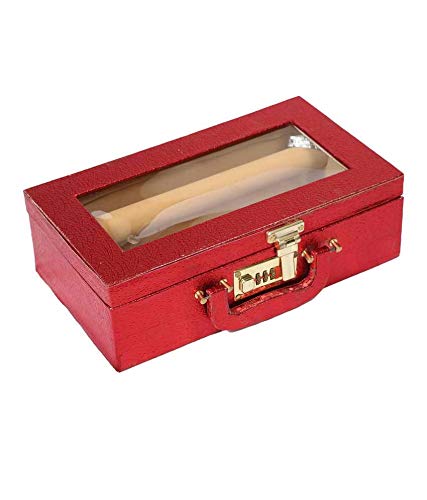 Kuber Industries Kuber Industries Wooden 1 Piece Two Rod Bangle Storage Box with Lock System (Maroon) -CTKTC38890  - Image 3