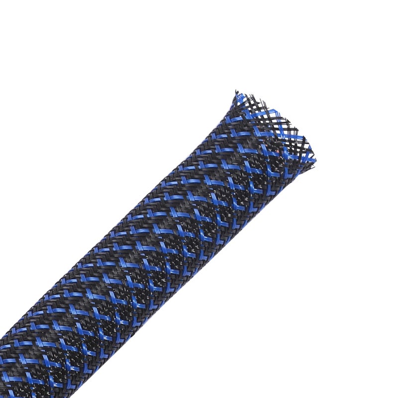 Alex Tech 100ft - 1/2 inch PET Expandable Braided Sleeving â€“ BlackBlue â€“ Alex Tech Braided Cable Sleeve - Image 1