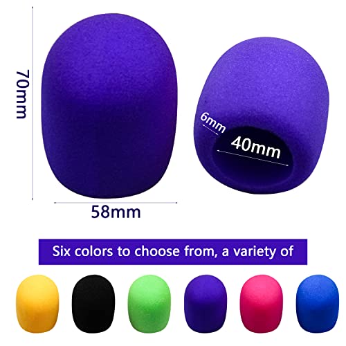 Arbootjin Microphone Cover Colorful Foam Mic Cover Washable Microphone Windscreen Microphone Covers Suitable for Most Standard Handheld Microphone (6 Color) - Image 2