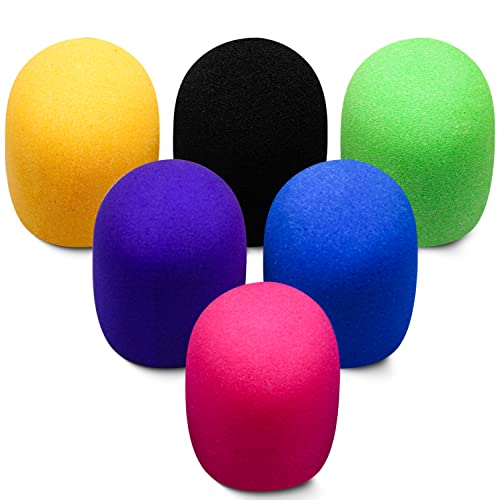 Arbootjin Microphone Cover Colorful Foam Mic Cover Washable Microphone Windscreen Microphone Covers Suitable for Most Standard Handheld Microphone (6 Color) - Image 1