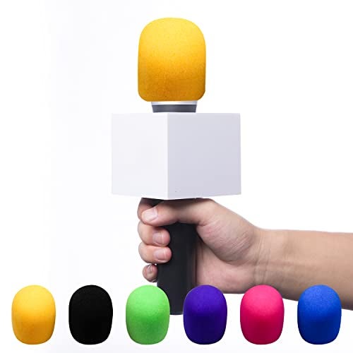 Arbootjin Microphone Cover Colorful Foam Mic Cover Washable Microphone Windscreen Microphone Covers Suitable for Most Standard Handheld Microphone (6 Color) - Image 3